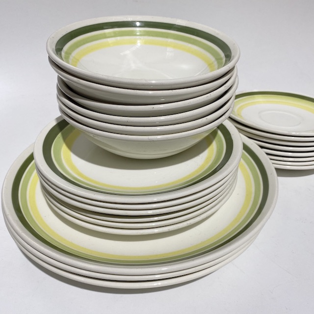 DINNERWARE, 1970s Lime Green Stripe